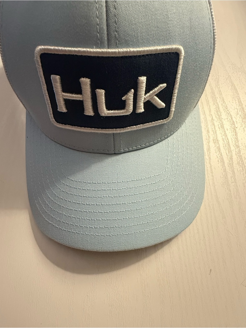 Huk Light Blue and Navy Logo Trucker Hat